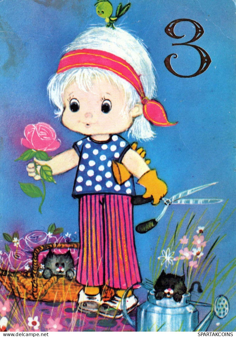 HAPPY BIRTHDAY 3 Year Old GIRL CHILDREN Vintage Postal CPSM #PBT973.GB - Anniversaire