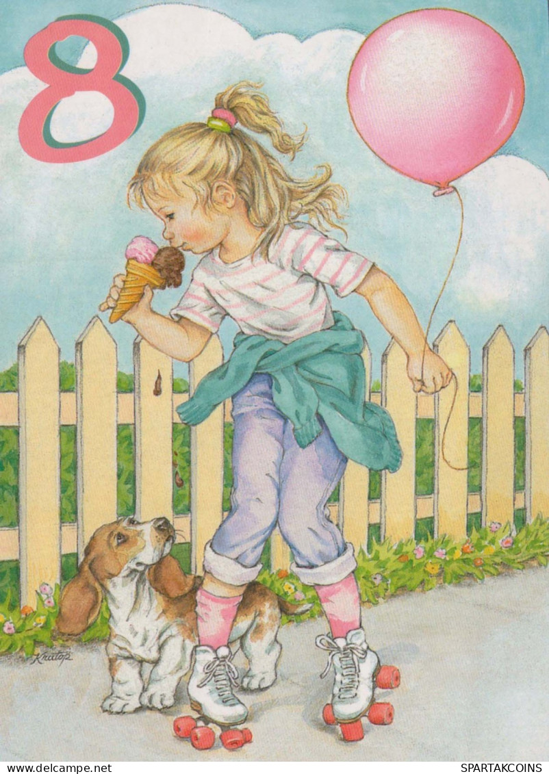 HAPPY BIRTHDAY 8 Year Old GIRL CHILDREN Vintage Postal CPSM #PBT730.GB - Anniversaire