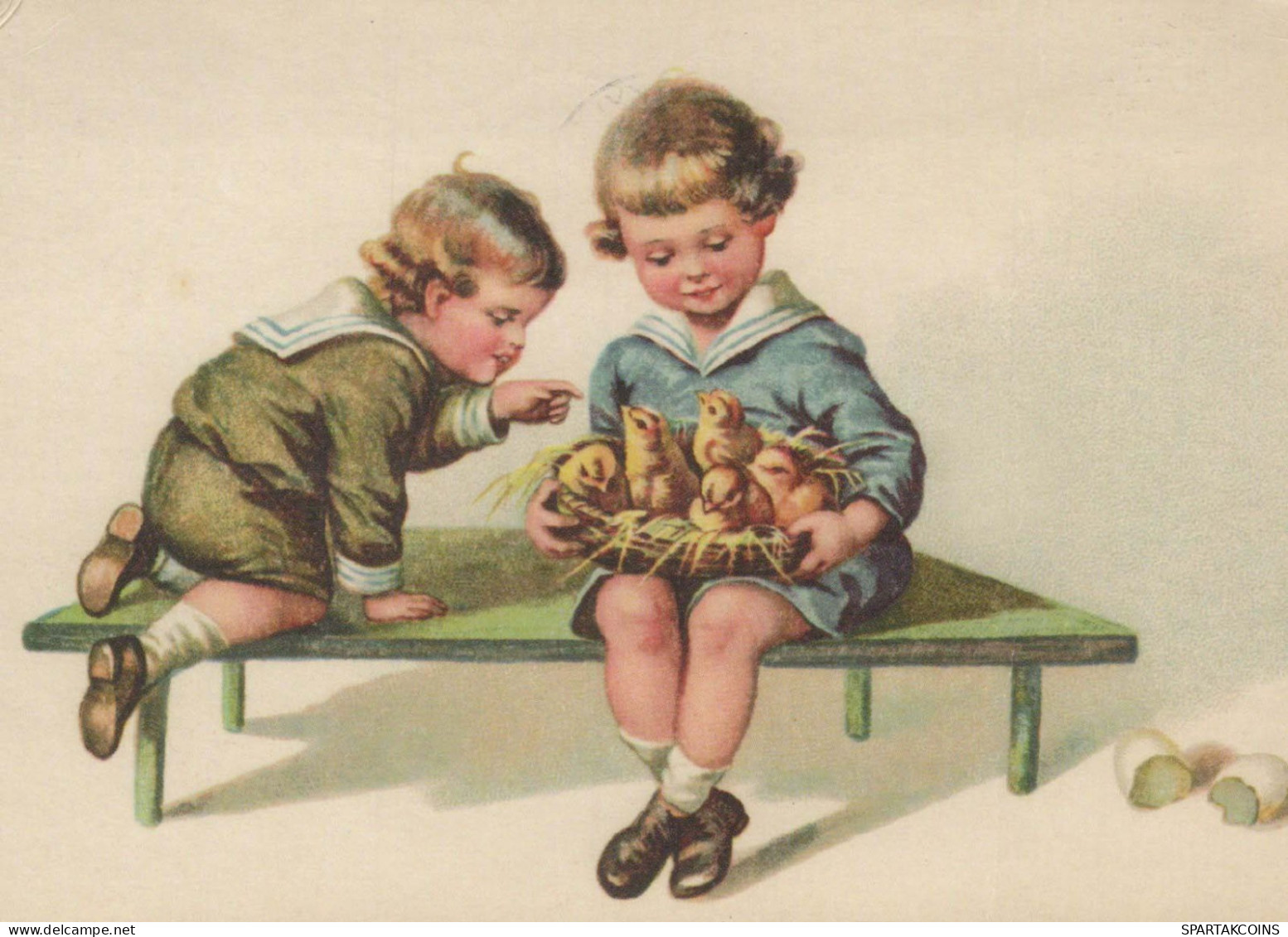 EASTER CHILDREN Vintage Postcard CPSM #PBO338.GB - Ostern