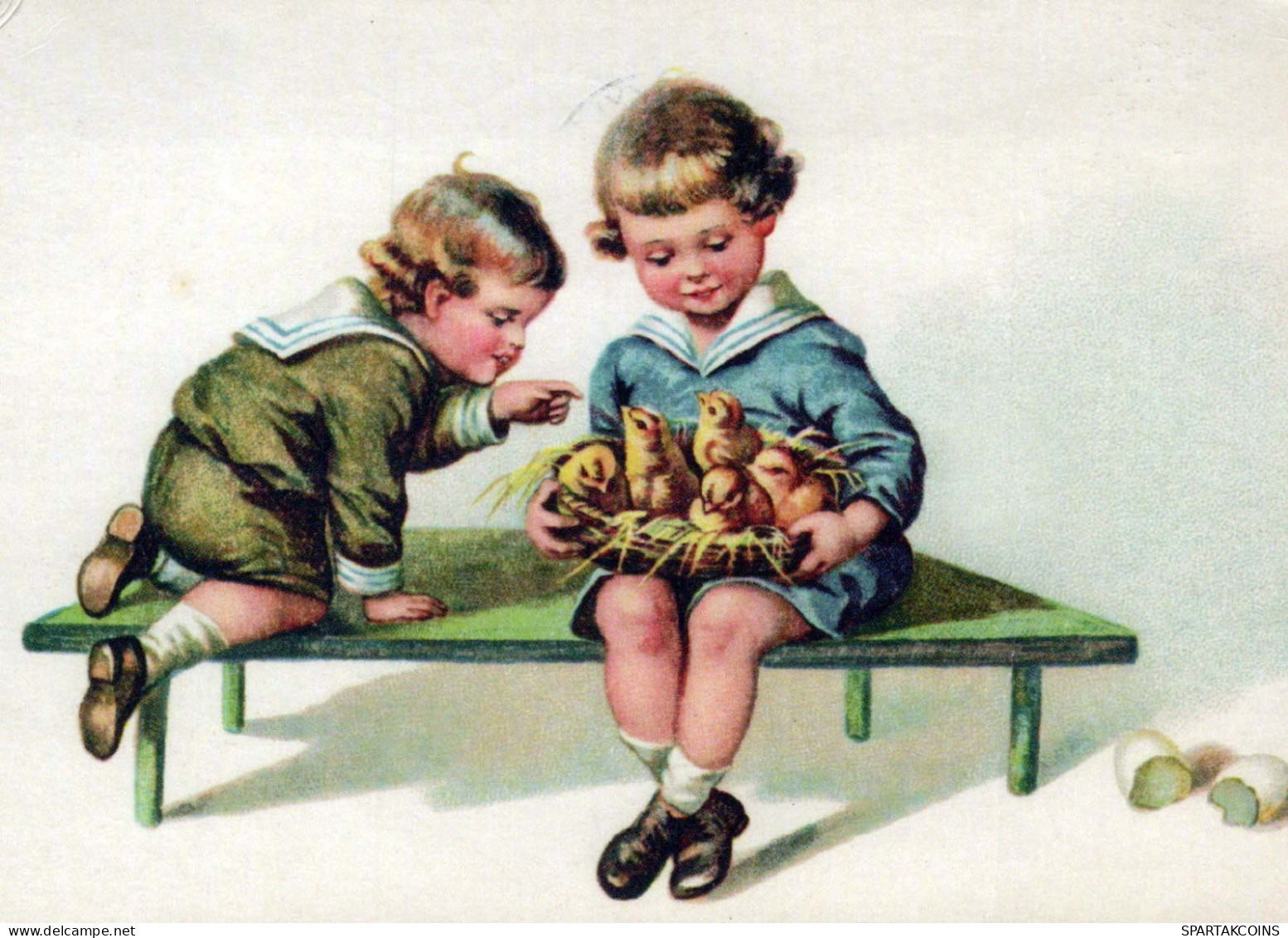 EASTER CHILDREN Vintage Postcard CPSM #PBO338.GB - Ostern