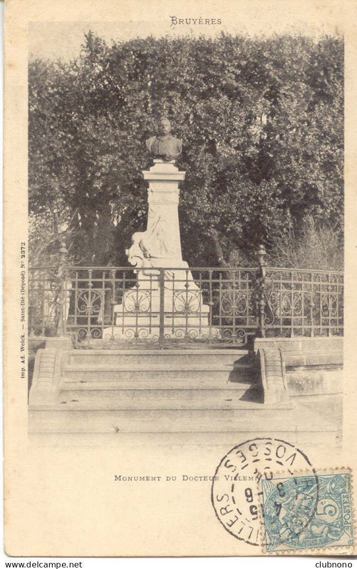 CPA - BRUYERES - MONUMENT DU DOCTEUR VILLEMIN - Bruyeres