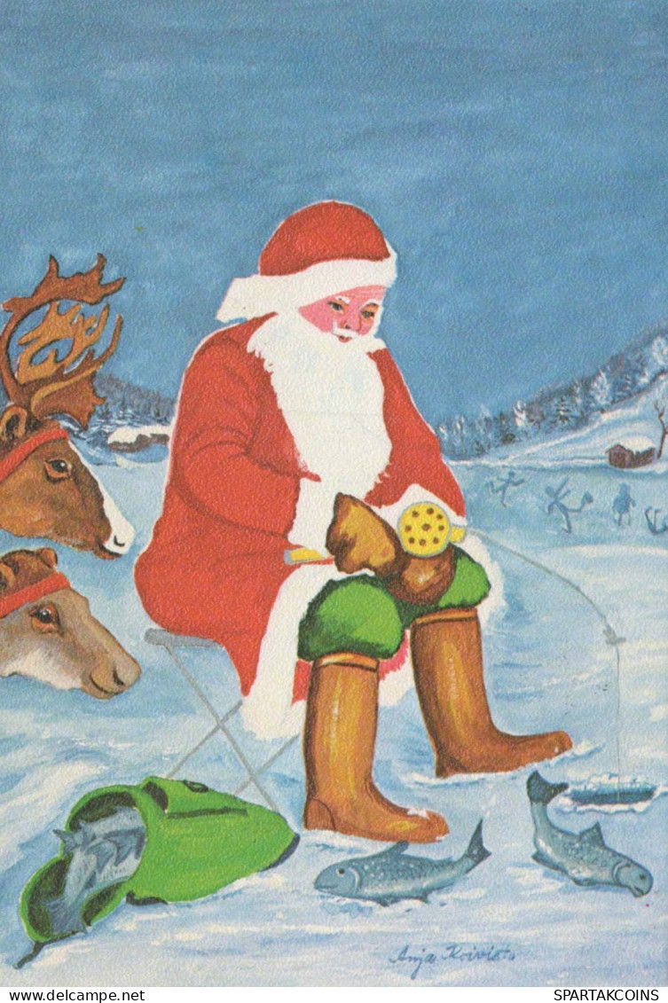 PÈRE NOËL Bonne Année Noël Vintage Carte Postale CPSM #PBL416.FR - Santa Claus