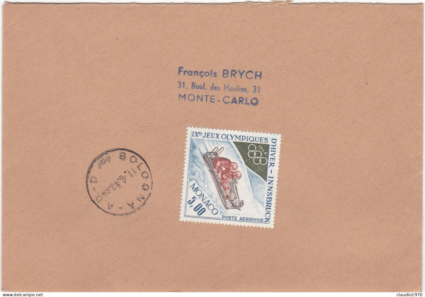 MONACO - MONTE - CARLO - BUSTA RACCOMANDATA - VIAGGIATA PER BOLOGNA - ITALIA - 1983 - Covers & Documents