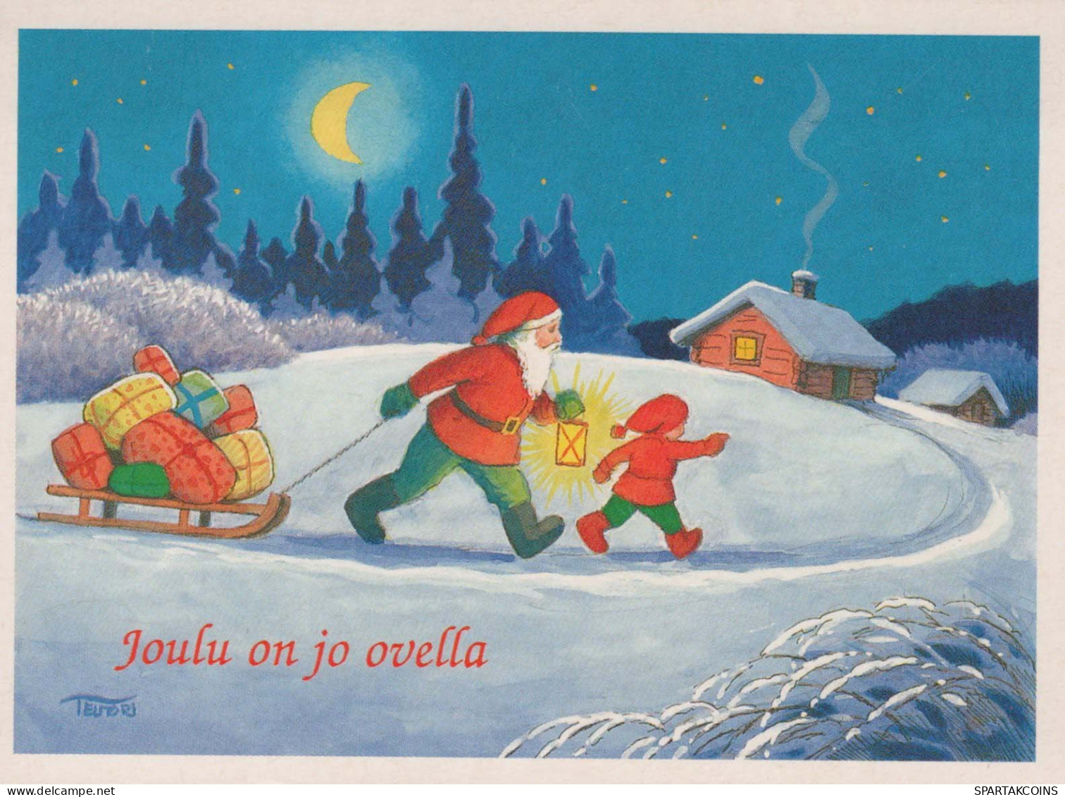 PAPÁ NOEL Feliz Año Navidad Vintage Tarjeta Postal CPSMPF #PKG329.ES - Santa Claus