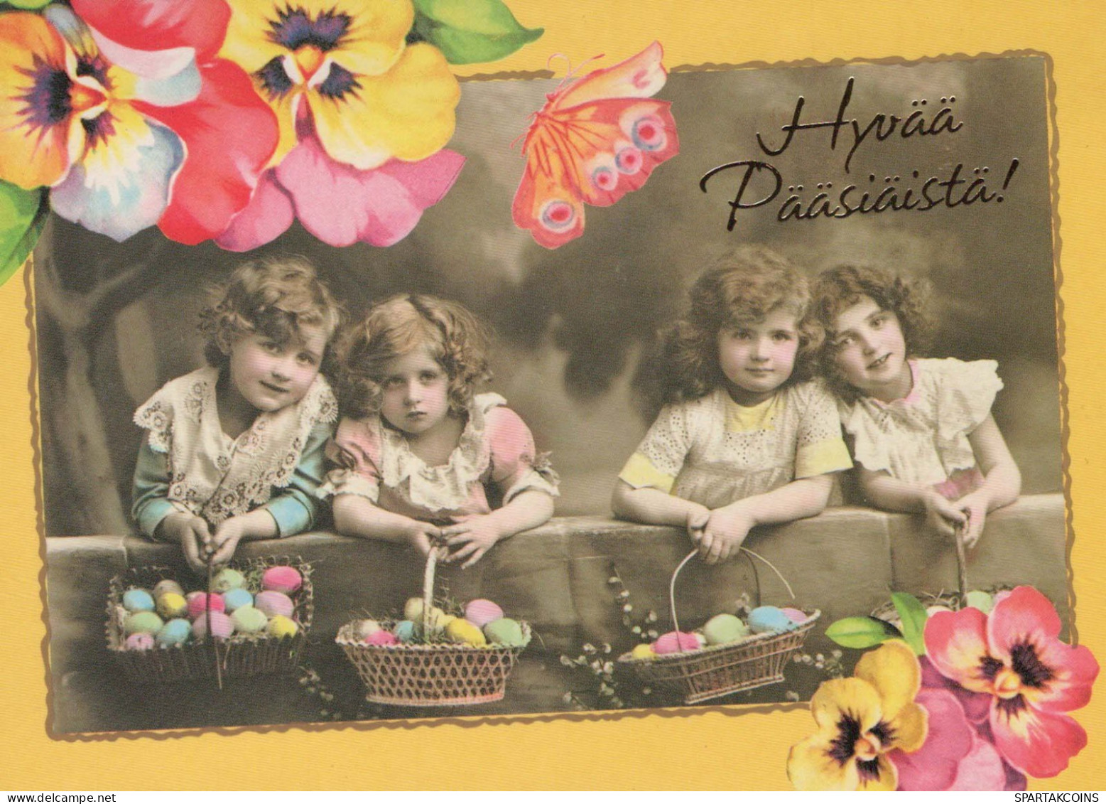 PASCUA NIÑOS HUEVO Vintage Tarjeta Postal CPSM #PBO339.ES - Ostern