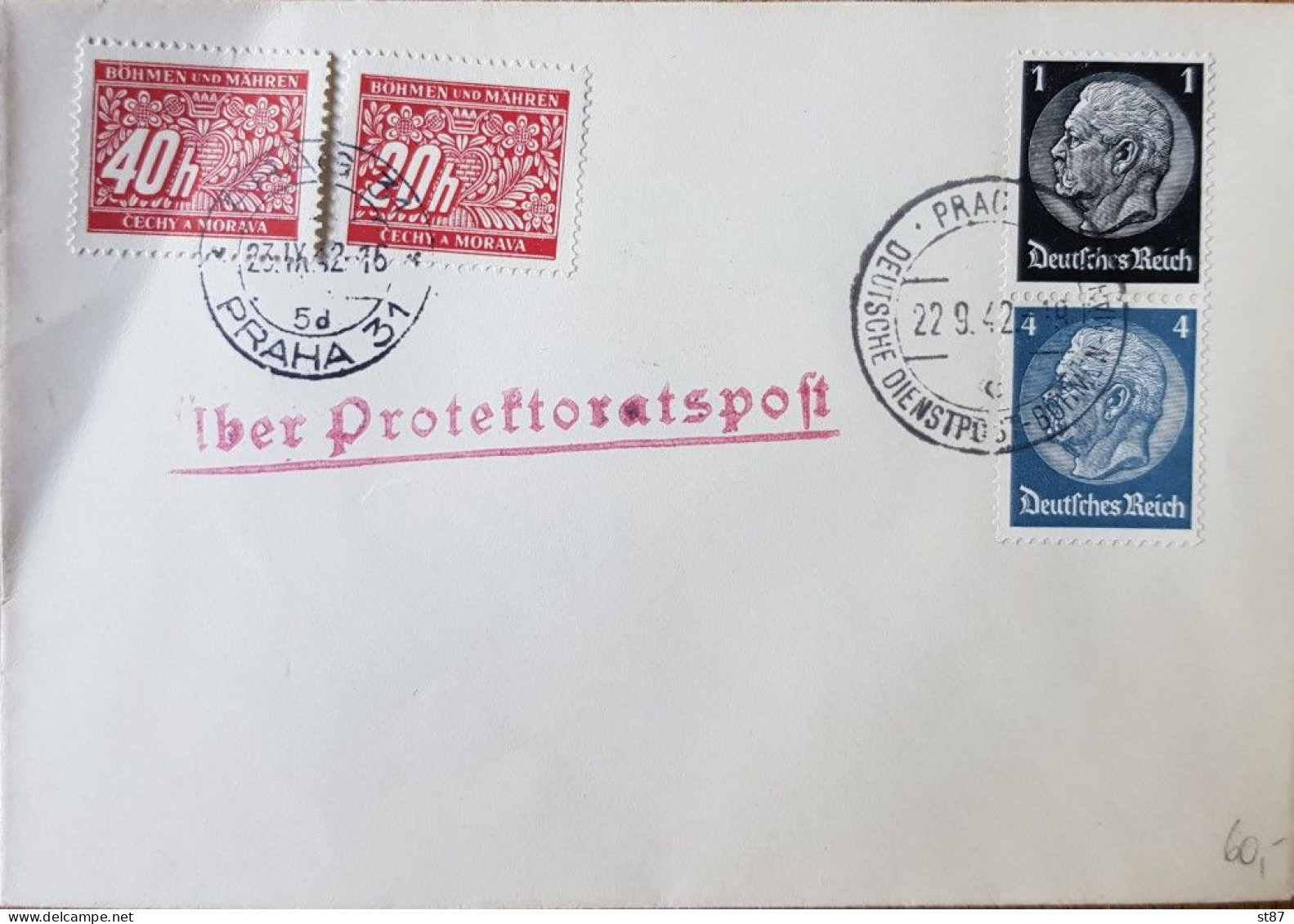 DE Praha 1942 Über Protektoratspost - Other & Unclassified