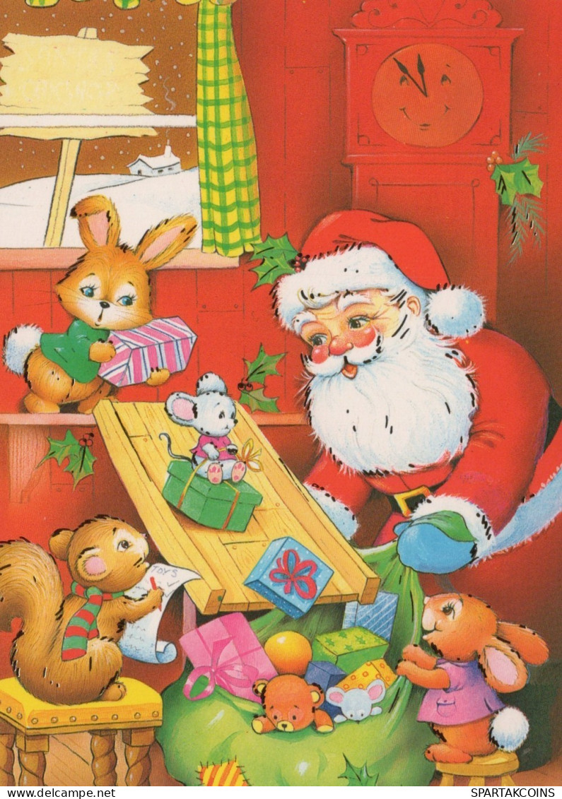 WEIHNACHTSMANN SANTA CLAUS TIERE WEIHNACHTSFERIEN Vintage Postkarte CPSM #PAK497.DE - Santa Claus