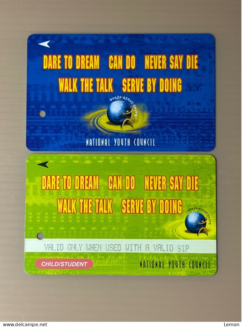 Mint Singapore SMRT TransitLink Metro Train Subway Ticket Card, National Youth Council, Set Of 2 Mint Cards - Singapore