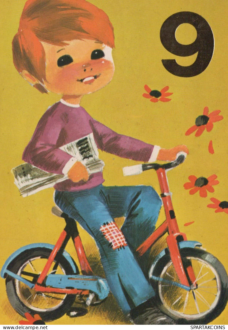 JOYEUX ANNIVERSAIRE 9 Ans GARÇON ENFANTS Vintage Postal CPSM #PBT854.FR - Anniversaire