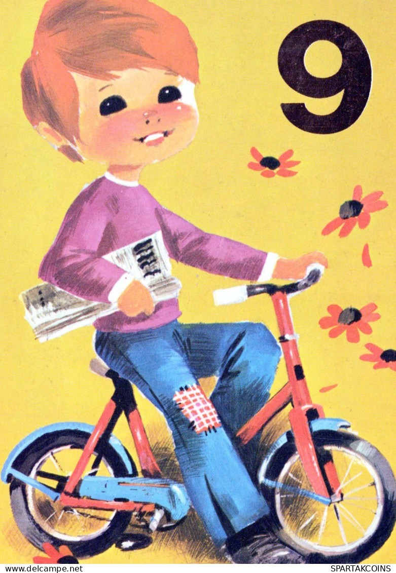 JOYEUX ANNIVERSAIRE 9 Ans GARÇON ENFANTS Vintage Postal CPSM #PBT854.FR - Birthday