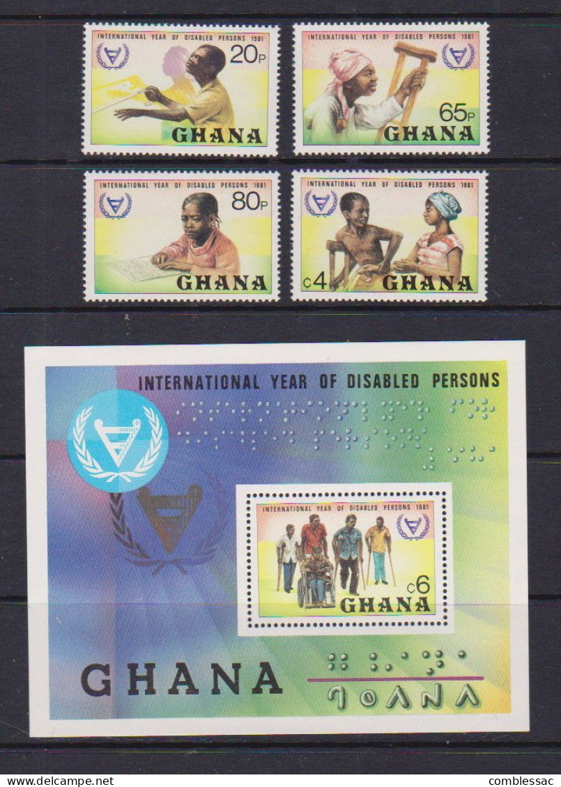 GHANA    1982      Year  Of  Disabled   Set  Of  4  +  Sheetlet    MNH - Ghana (1957-...)