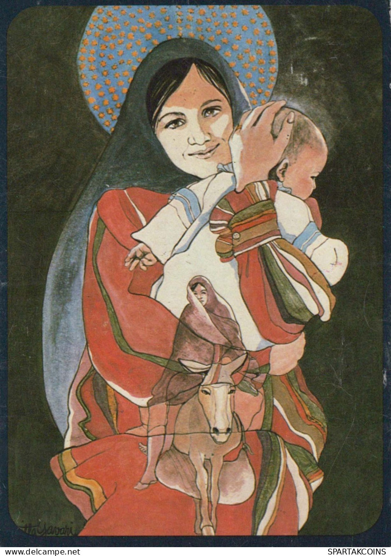 Vierge Marie Madone Bébé JÉSUS Religion Vintage Carte Postale CPSM #PBQ048.FR - Jungfräuliche Marie Und Madona