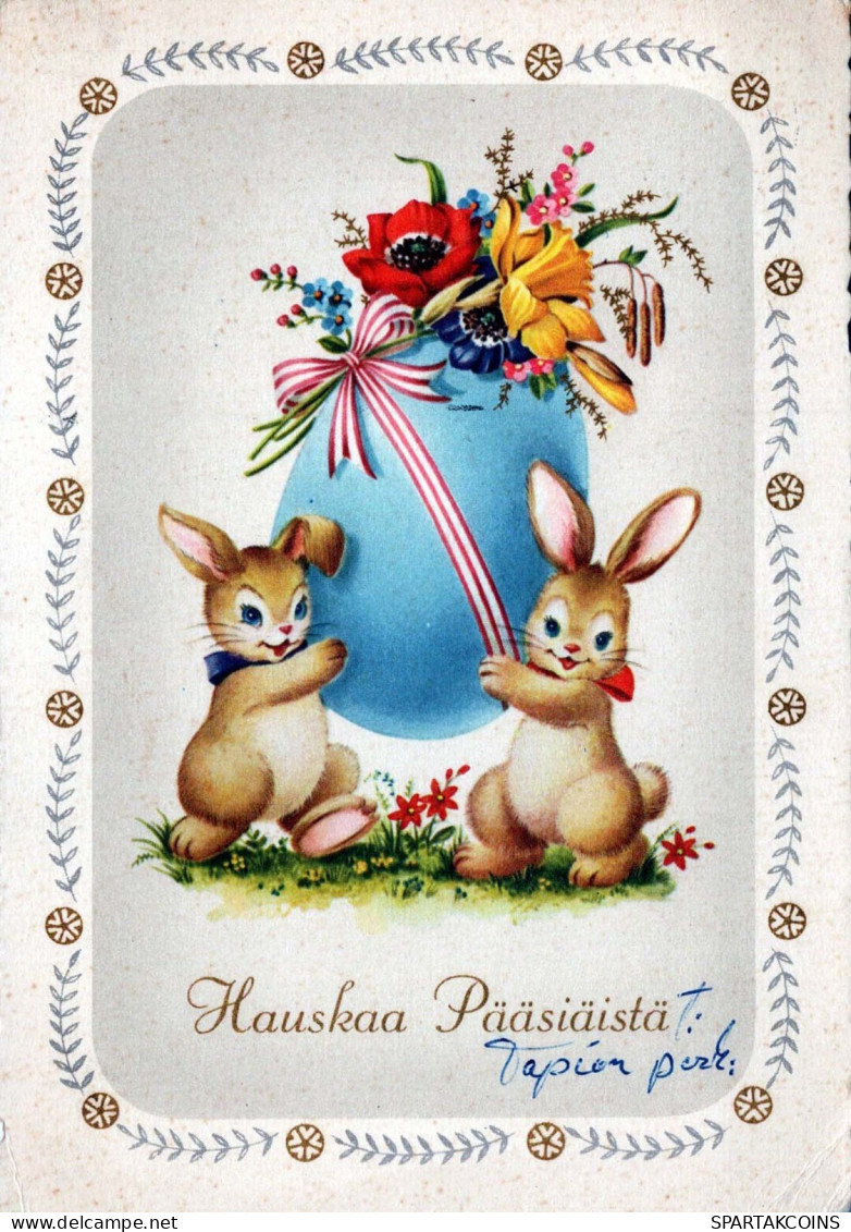 PÂQUES LAPIN ŒUF Vintage Carte Postale CPSM #PBO532.FR - Ostern