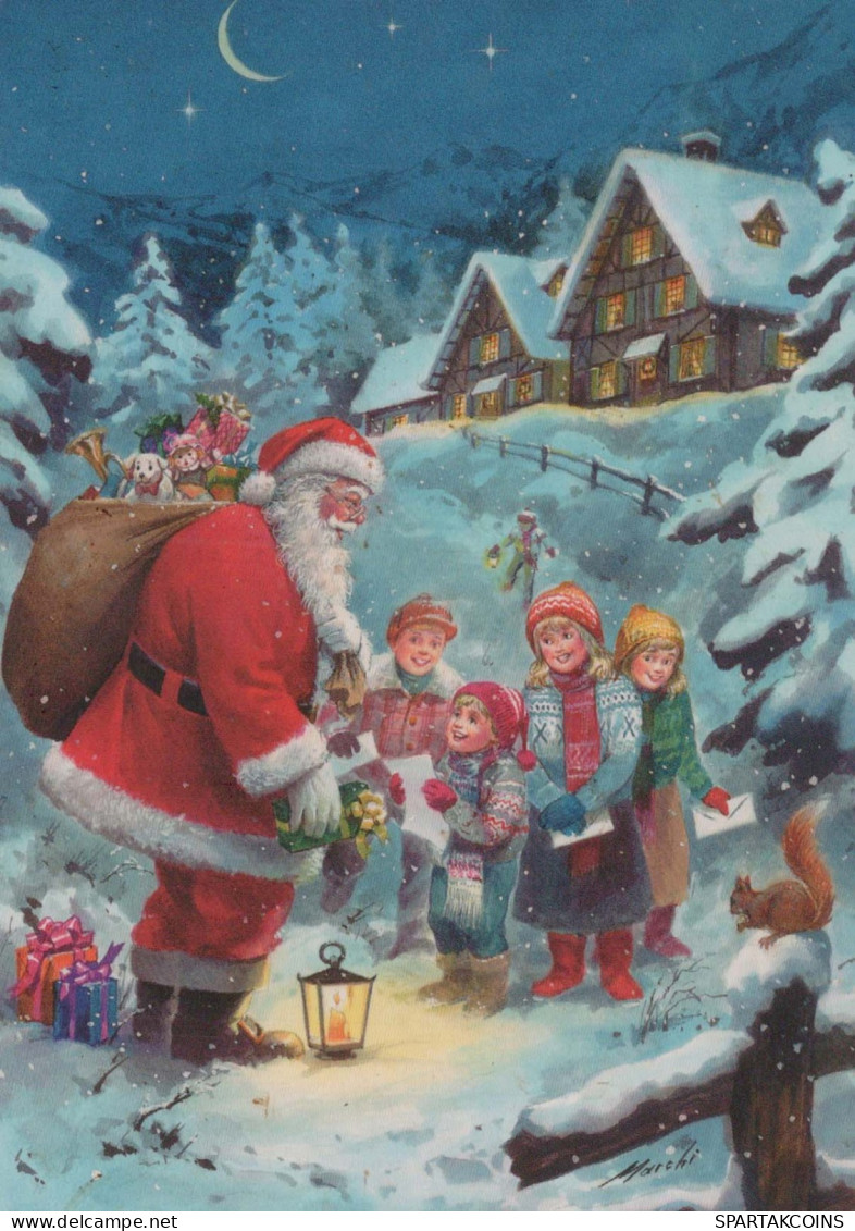 BABBO NATALE Buon Anno Natale Vintage Cartolina CPSM #PBL483.IT - Santa Claus