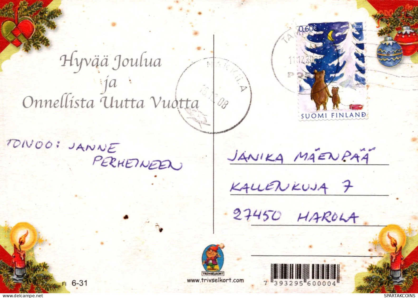 BABBO NATALE Buon Anno Natale Vintage Cartolina CPSM #PBL483.IT - Santa Claus