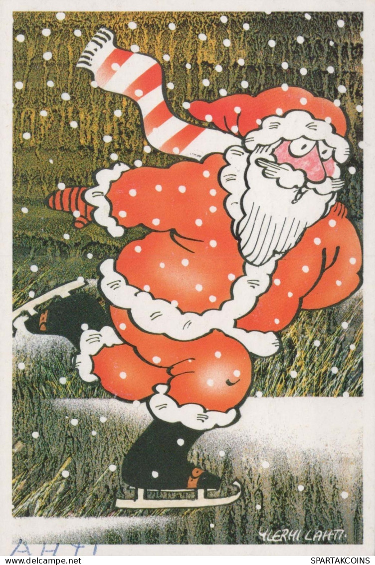 BABBO NATALE Buon Anno Natale Vintage Cartolina CPSM #PBL418.IT - Santa Claus