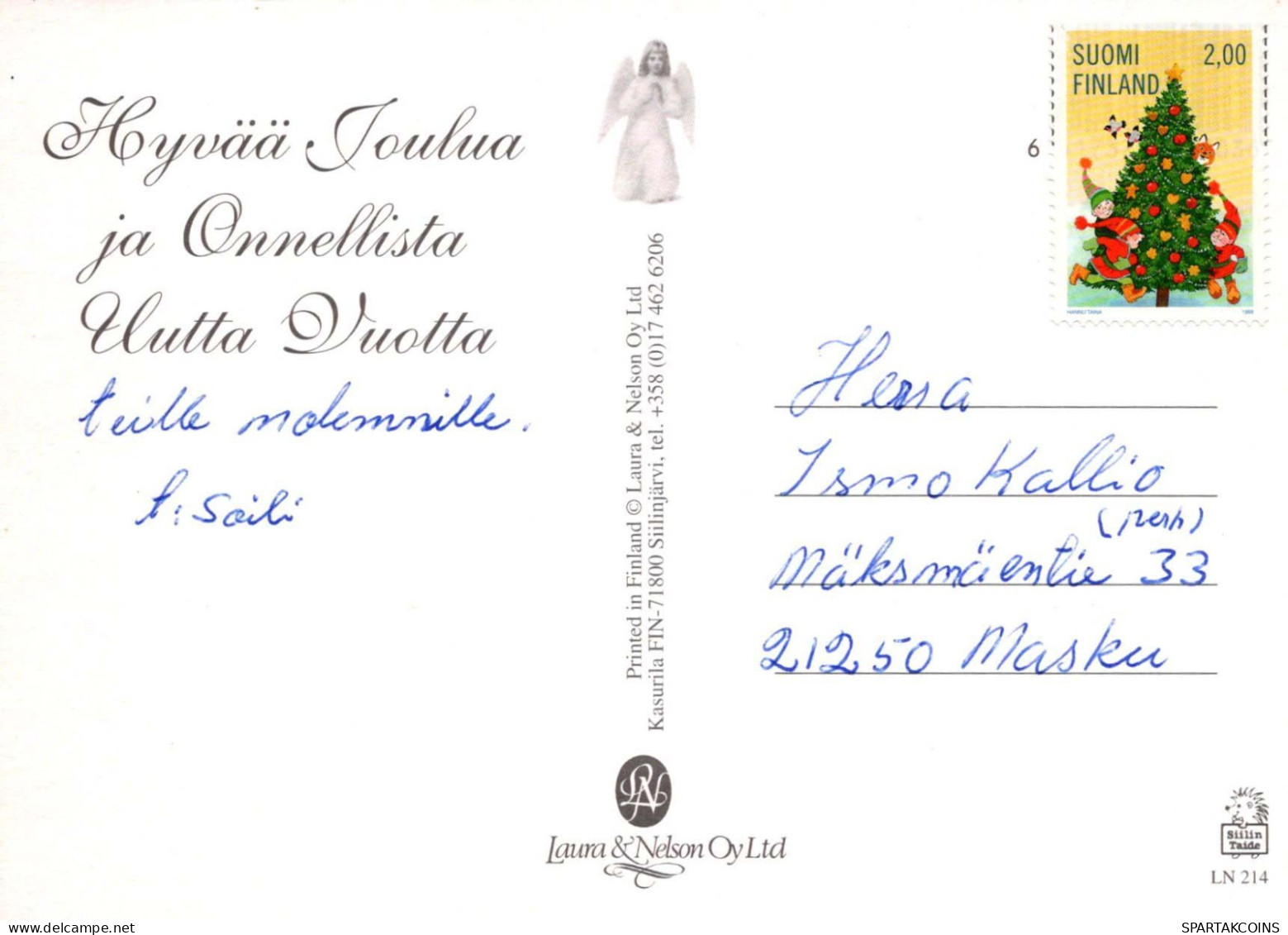 BABBO NATALE Buon Anno Natale CERVO Vintage Cartolina CPSM #PBB174.IT - Santa Claus