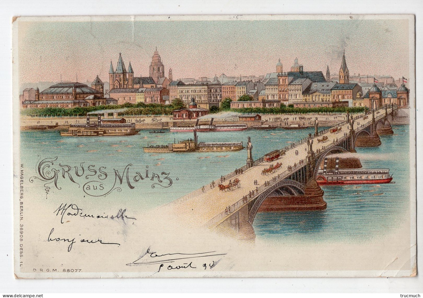 55 - Gruss Aus MAINZ - Litho *1898* *carte Lumineuse* - Mainz