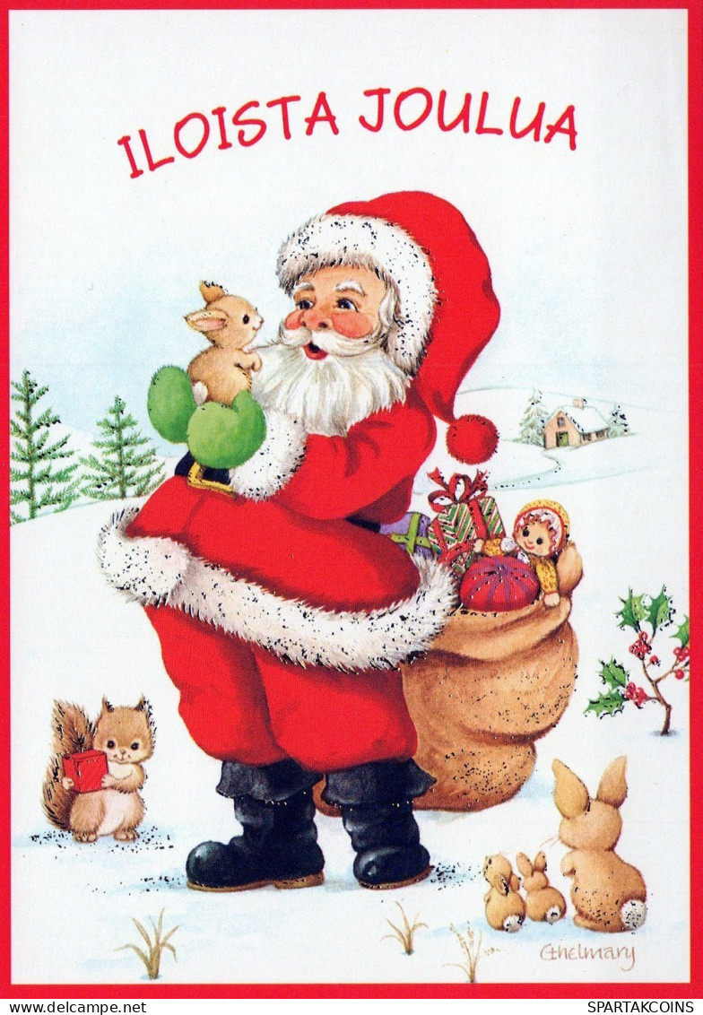 BABBO NATALE Animale Natale Vintage Cartolina CPSM #PAK498.IT - Santa Claus