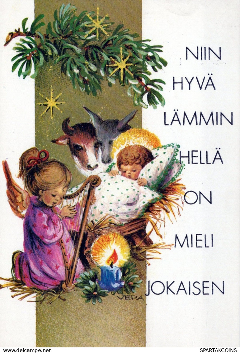 ANGELO Buon Anno Natale Vintage Cartolina CPSM #PAH375.IT - Engelen