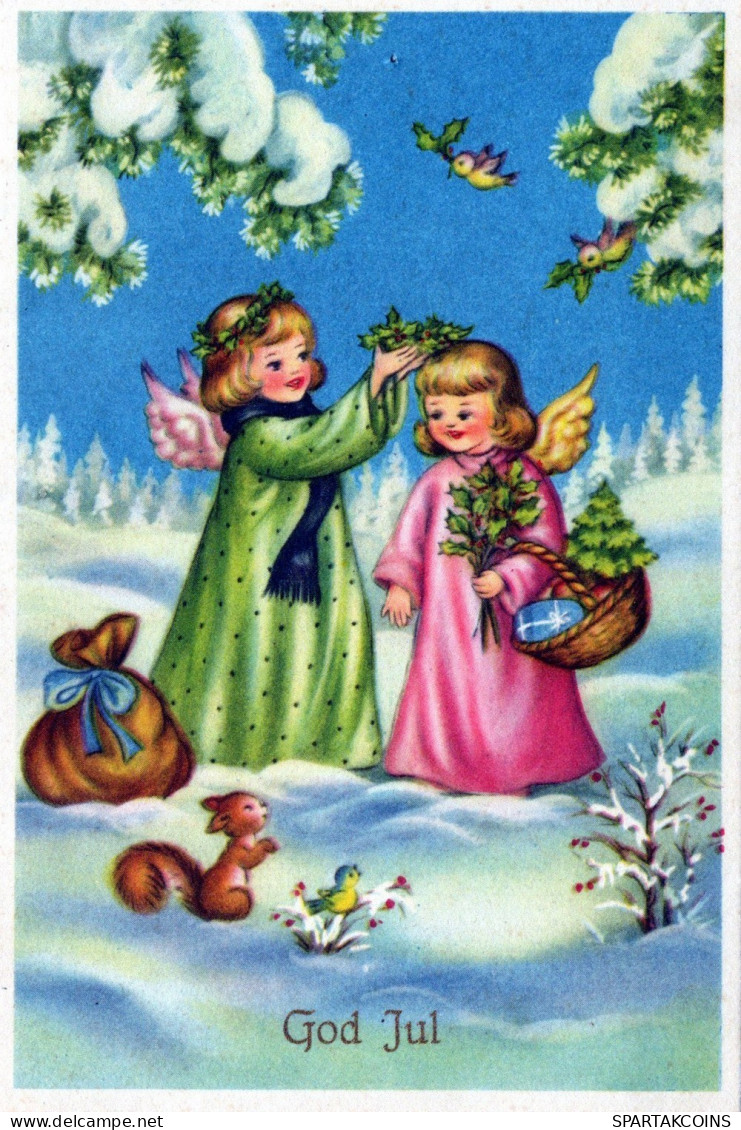 ANGELO Buon Anno Natale Vintage Cartolina CPSM #PAH119.IT - Angeli