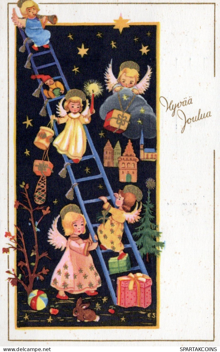 ANGELO Buon Anno Natale Vintage Cartolina CPSMPF #PAG744.IT - Anges
