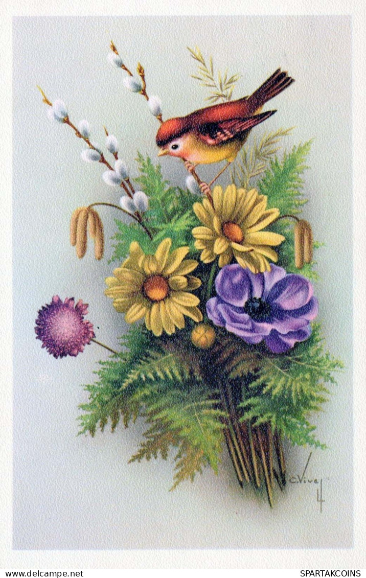 FLOWERS Vintage Ansichtskarte Postkarte CPSMPF #PKG090.DE - Blumen