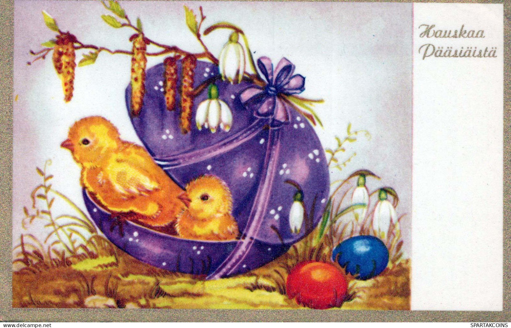 OSTERN HUHN EI Vintage Ansichtskarte Postkarte CPA #PKE418.DE - Pâques