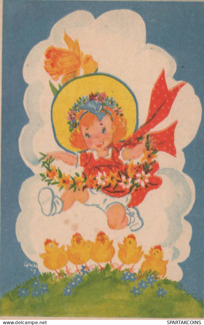 OSTERN KINDER EI Vintage Ansichtskarte Postkarte CPA #PKE356.DE - Pâques