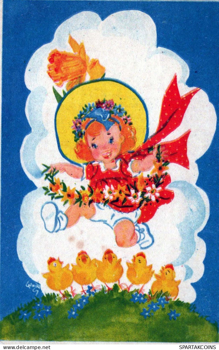 OSTERN KINDER EI Vintage Ansichtskarte Postkarte CPA #PKE356.DE - Ostern