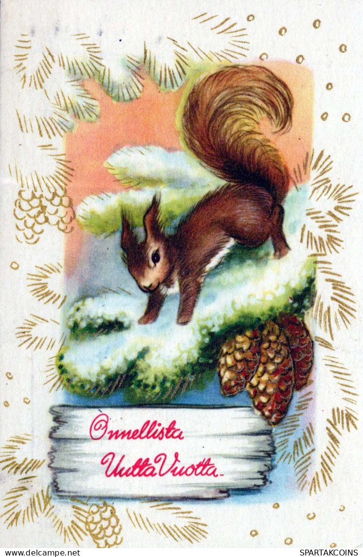 Neujahr Weihnachten EICHHÖRNCHEN Vintage Ansichtskarte Postkarte CPSMPF #PKD715.DE - Nouvel An