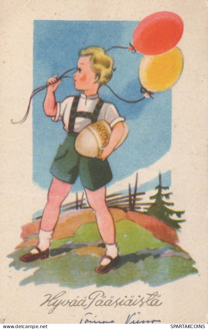 OSTERN KINDER EI Vintage Ansichtskarte Postkarte CPA #PKE230.DE - Easter