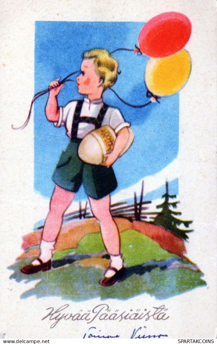 OSTERN KINDER EI Vintage Ansichtskarte Postkarte CPA #PKE230.DE - Ostern