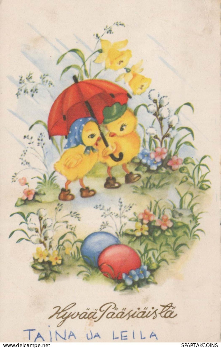 OSTERN HUHN EI Vintage Ansichtskarte Postkarte CPA #PKE102.DE - Pâques
