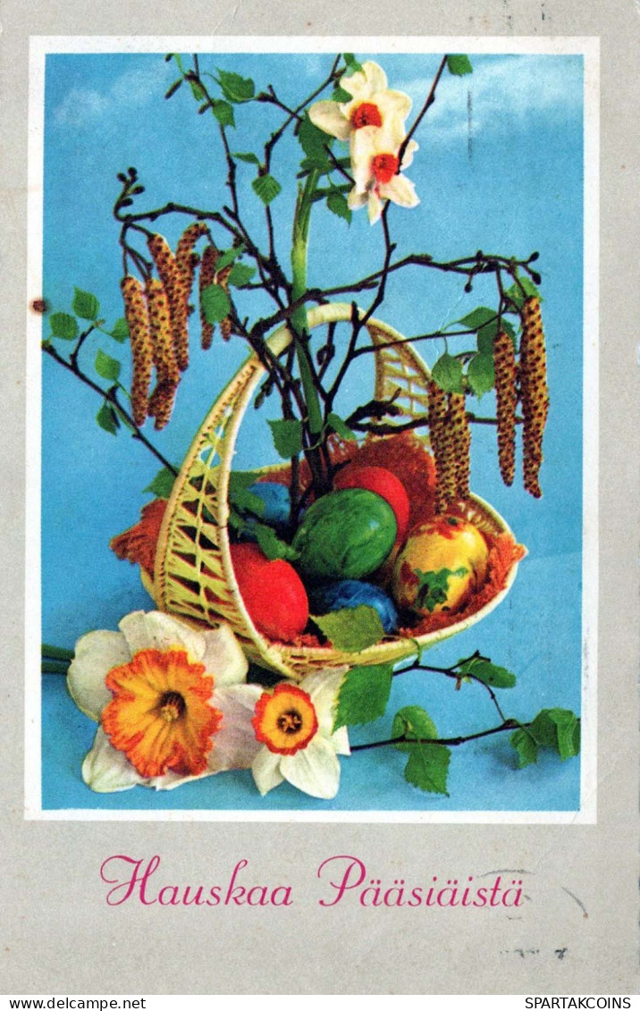 OSTERN FLOWERS EI Vintage Ansichtskarte Postkarte CPA #PKE167.DE - Pâques