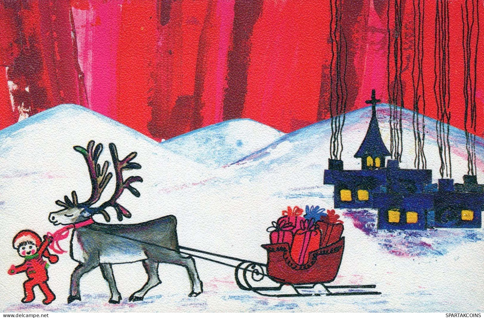 Neujahr Weihnachten HIRSCH Vintage Ansichtskarte Postkarte CPA #PKE035.DE - Nouvel An