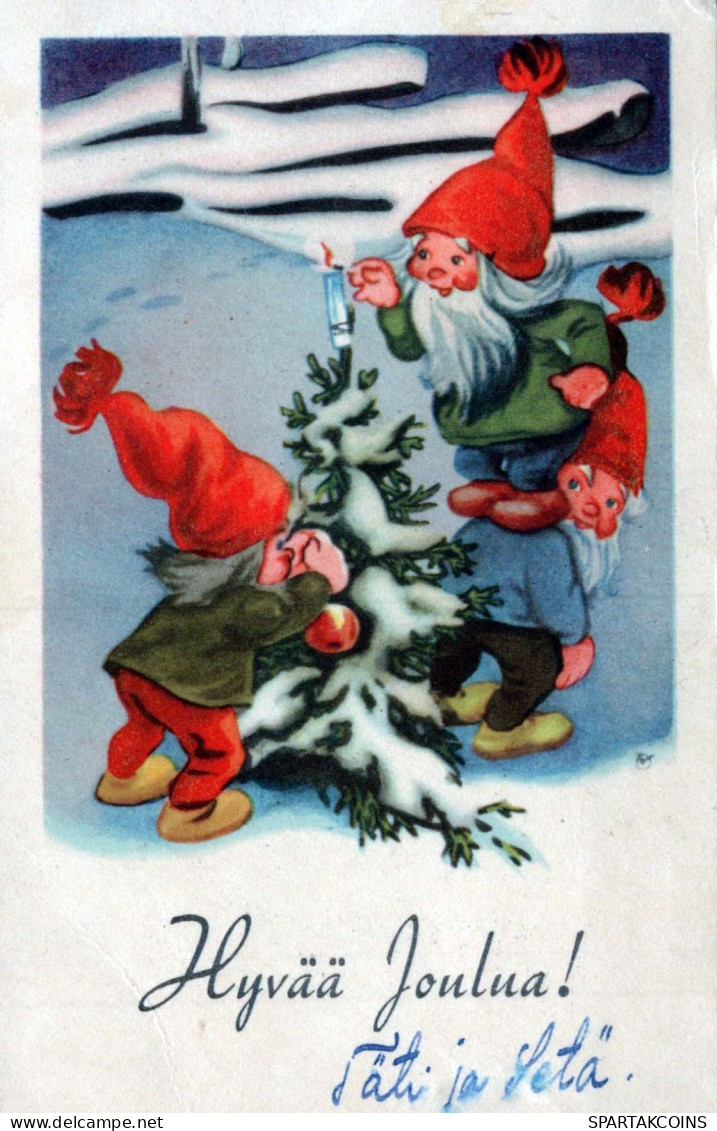 Neujahr Weihnachten GNOME Vintage Ansichtskarte Postkarte CPSMPF #PKD404.DE - Nouvel An