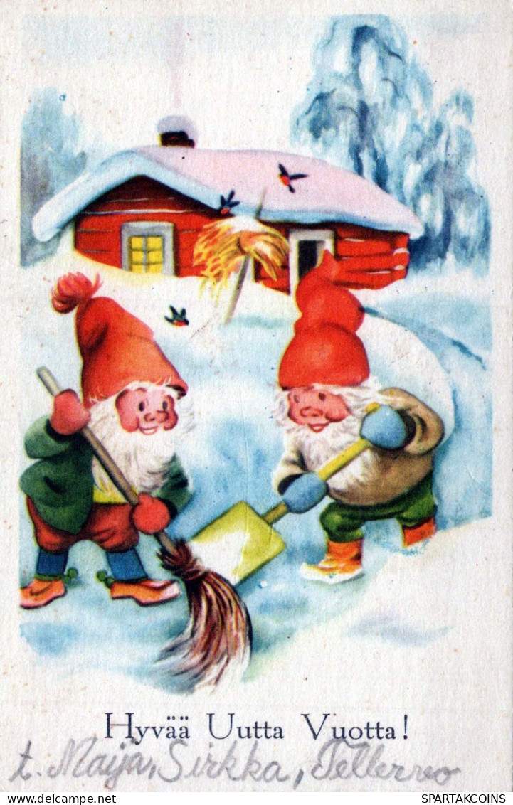 Neujahr Weihnachten GNOME Vintage Ansichtskarte Postkarte CPSMPF #PKD343.DE - Nouvel An