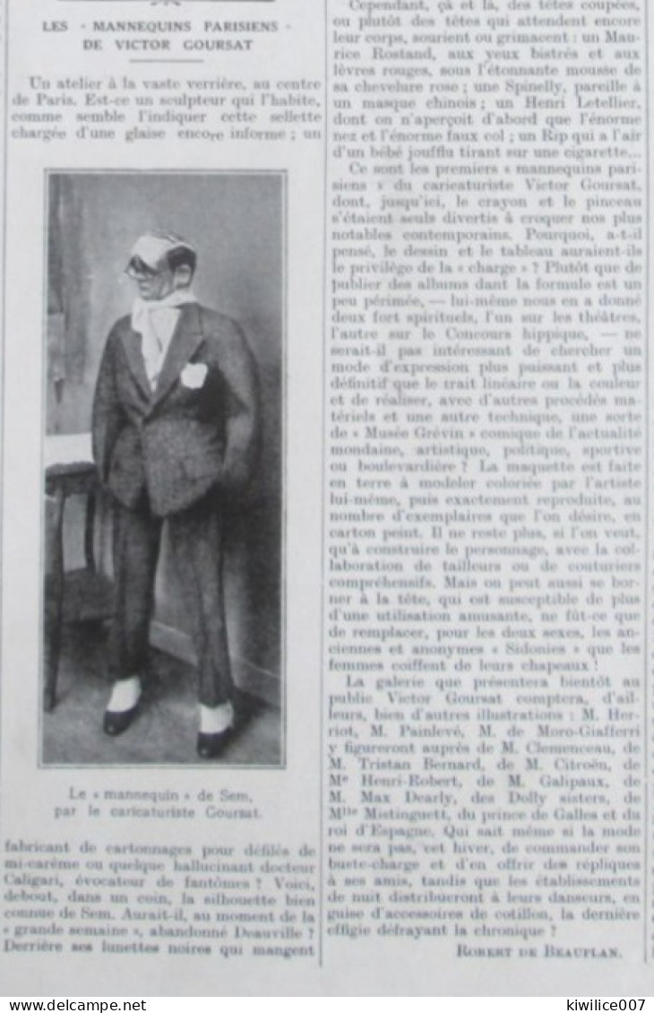 1924  Le Mannequin Parisien  VICTOR  GOURSAT  Caricature   Sem  MANNEQUINAT MODE PARIS - Unclassified