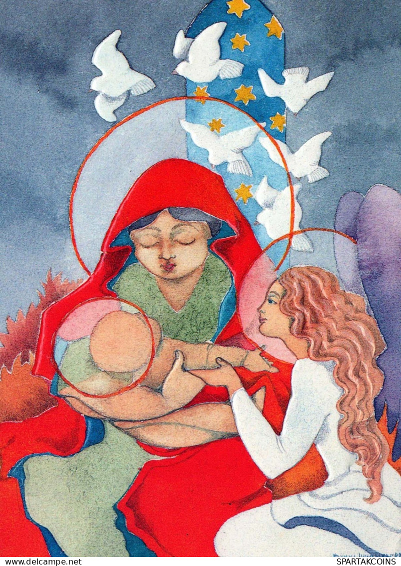 Jungfrau Maria Madonna Jesuskind Weihnachten Religion Vintage Ansichtskarte Postkarte CPSM #PBP916.DE - Vergine Maria E Madonne