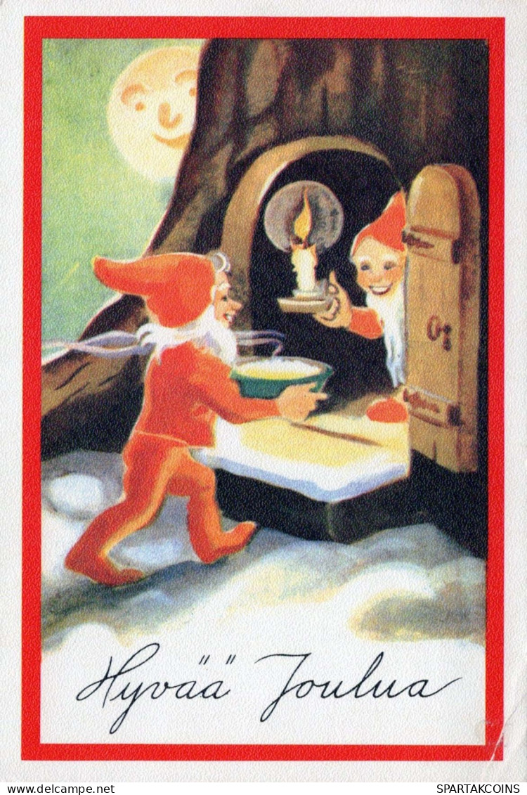 Buon Anno Natale GNOME Vintage Cartolina CPSMPF #PKG466.IT - Nouvel An