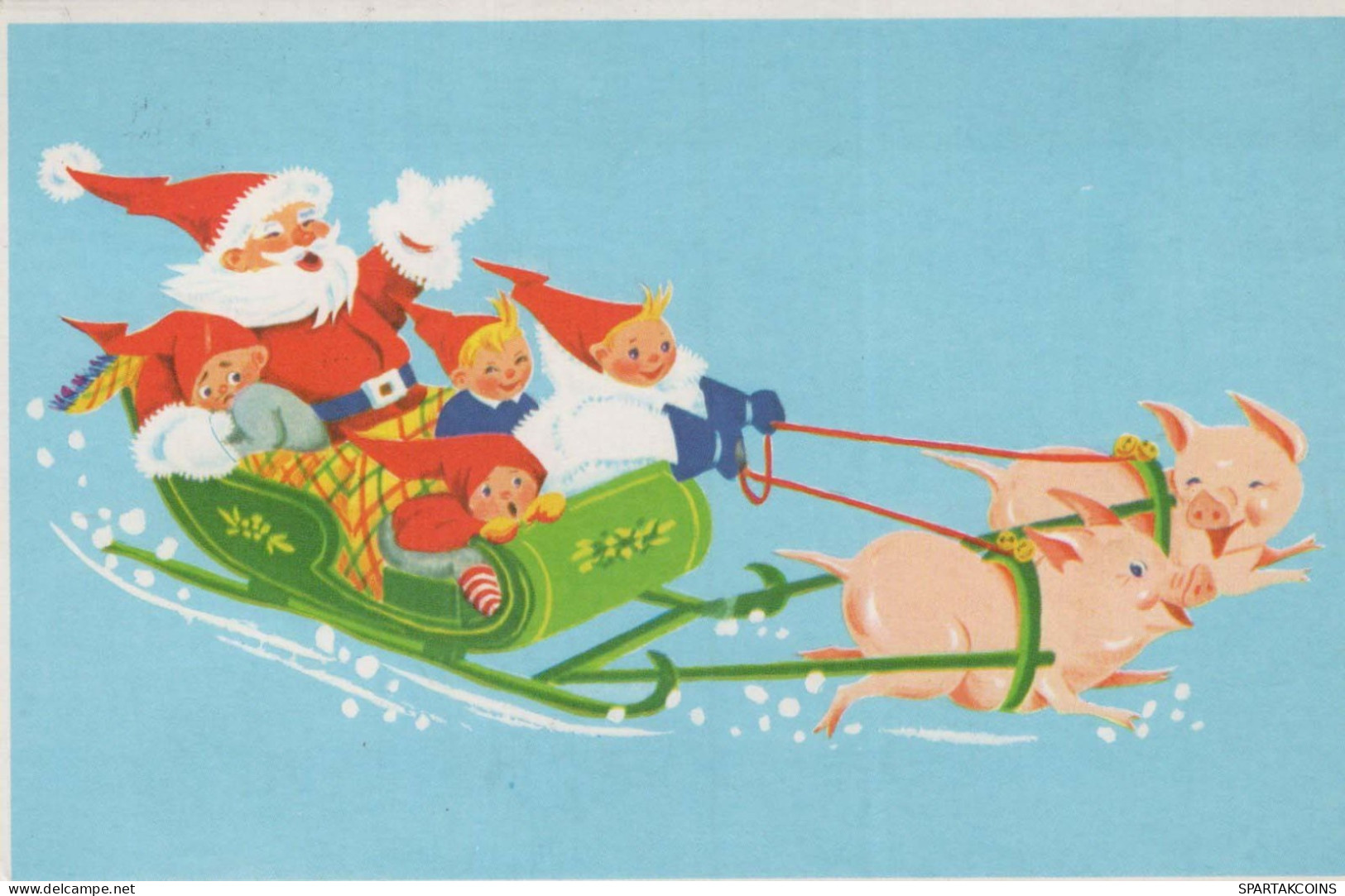 BABBO NATALE Buon Anno Natale Vintage Cartolina CPA #PKE036.IT - Santa Claus