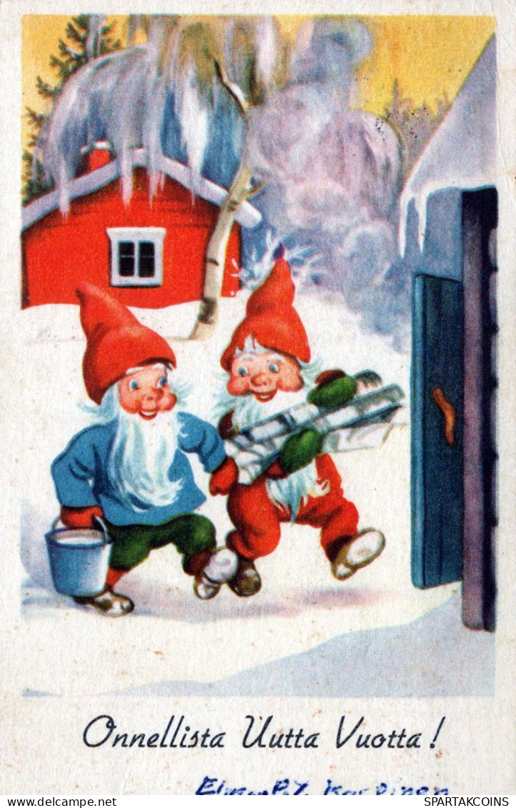 Buon Anno Natale GNOME Vintage Cartolina CPSMPF #PKD344.IT - Nouvel An