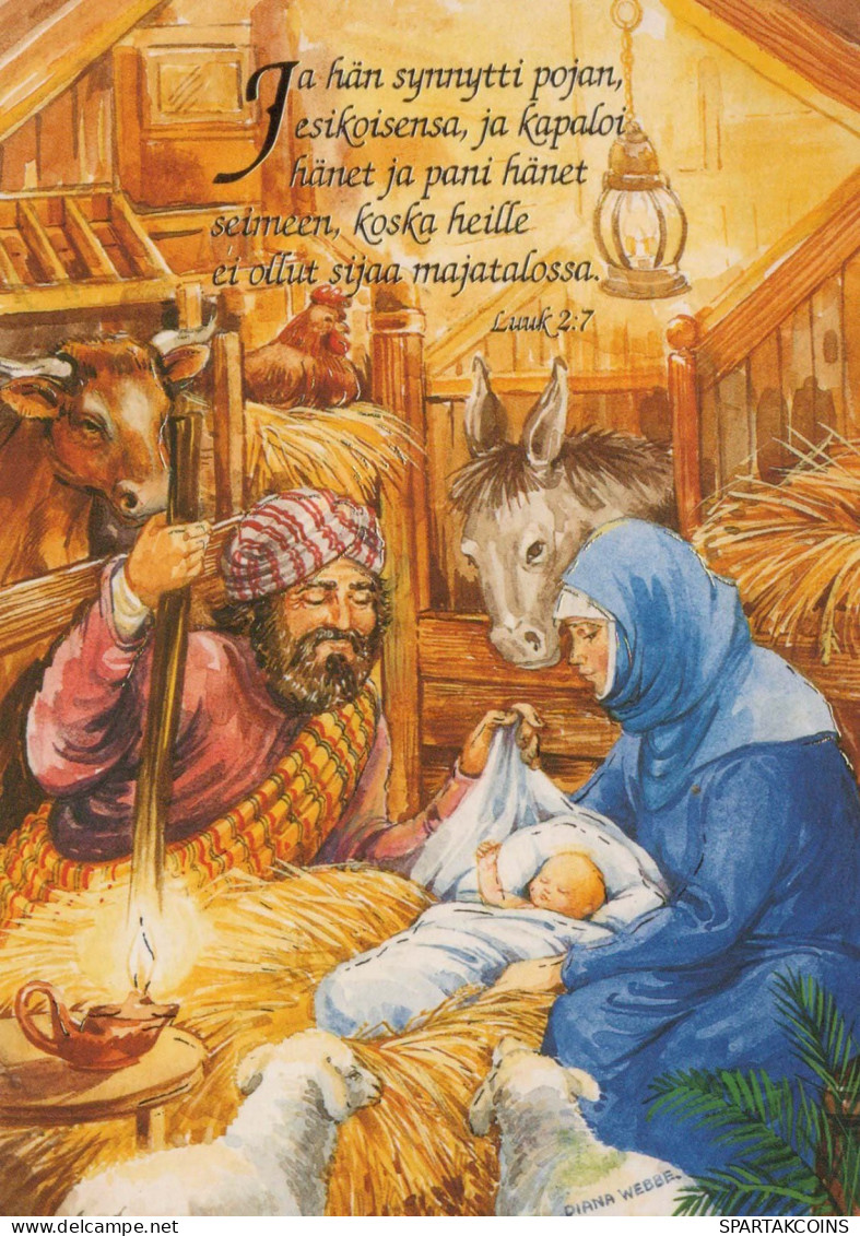 Vergine Maria Madonna Gesù Bambino Natale Religione Vintage Cartolina CPSM #PBP987.IT - Jungfräuliche Marie Und Madona