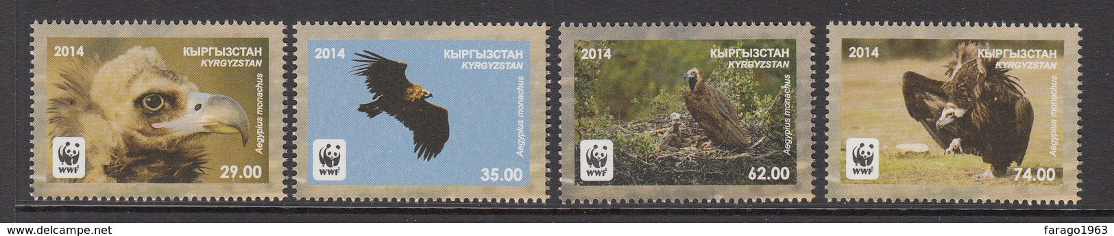 2014 Kyrgyzstan WWF Vultures Set Of 4 MNH - Neufs