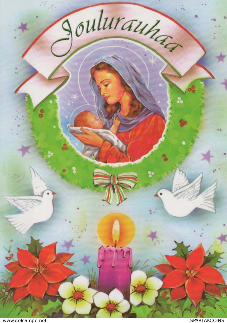 Vergine Maria Madonna Gesù Bambino Natale Religione Vintage Cartolina CPSM #PBP917.IT - Maagd Maria En Madonnas