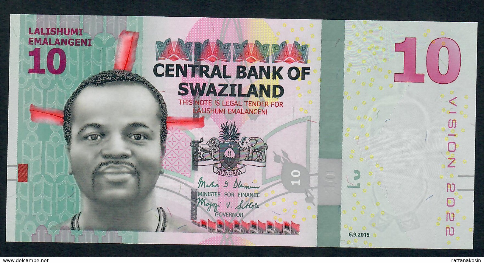 SWAZILAND P41 10 EMALANGENI 2015  #AC   UNC. - Swasiland