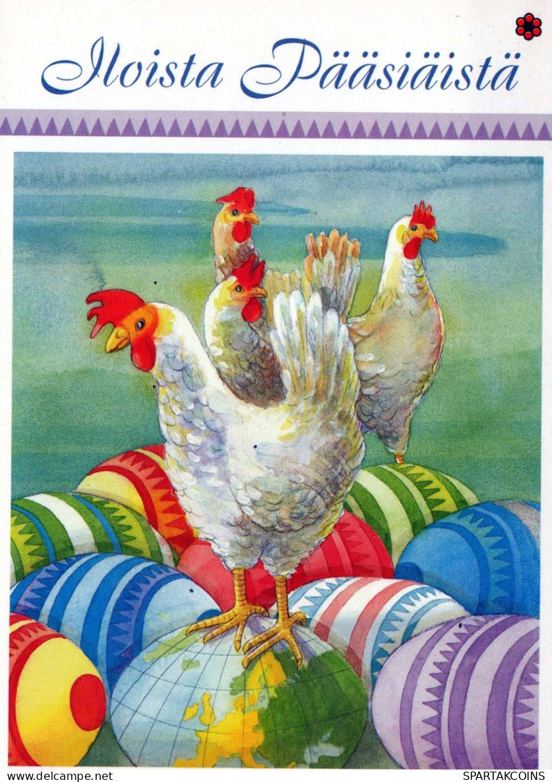 PASQUA POLLO UOVO Vintage Cartolina CPSM #PBO782.IT - Ostern