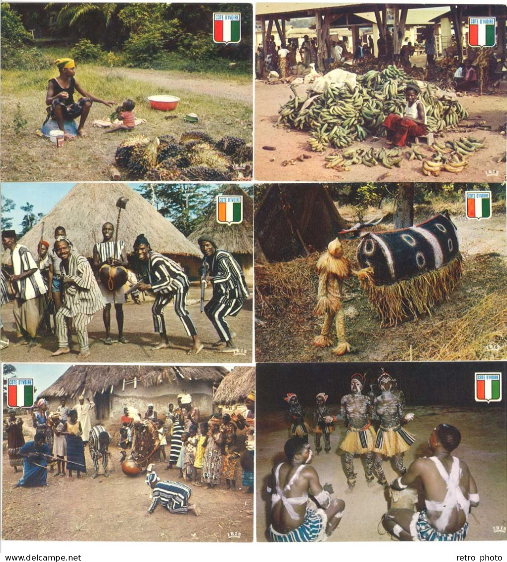 Lot 30 Cp Côte D'Ivoire - Danseuses, Masque, Coiffure, Pileuse ... - Ivoorkust