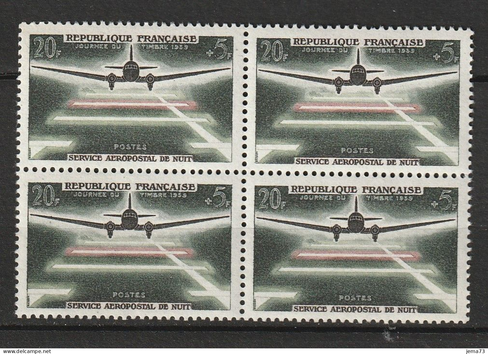 N° 1196 Journée Du Timbre 20ème Anniversaire Du Service Aéropostale De Nuit: Bloc De 4 Timbres Neuf Impeccable - Unused Stamps